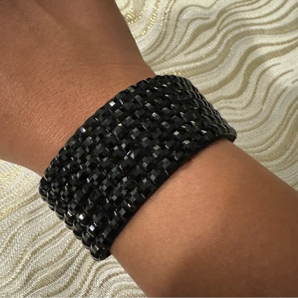 ⚜️3 for $30⚜️Glittery Black Faceted Acrylic Bracelet Stainless Steel Heart Clasp - Picture 8 of 10